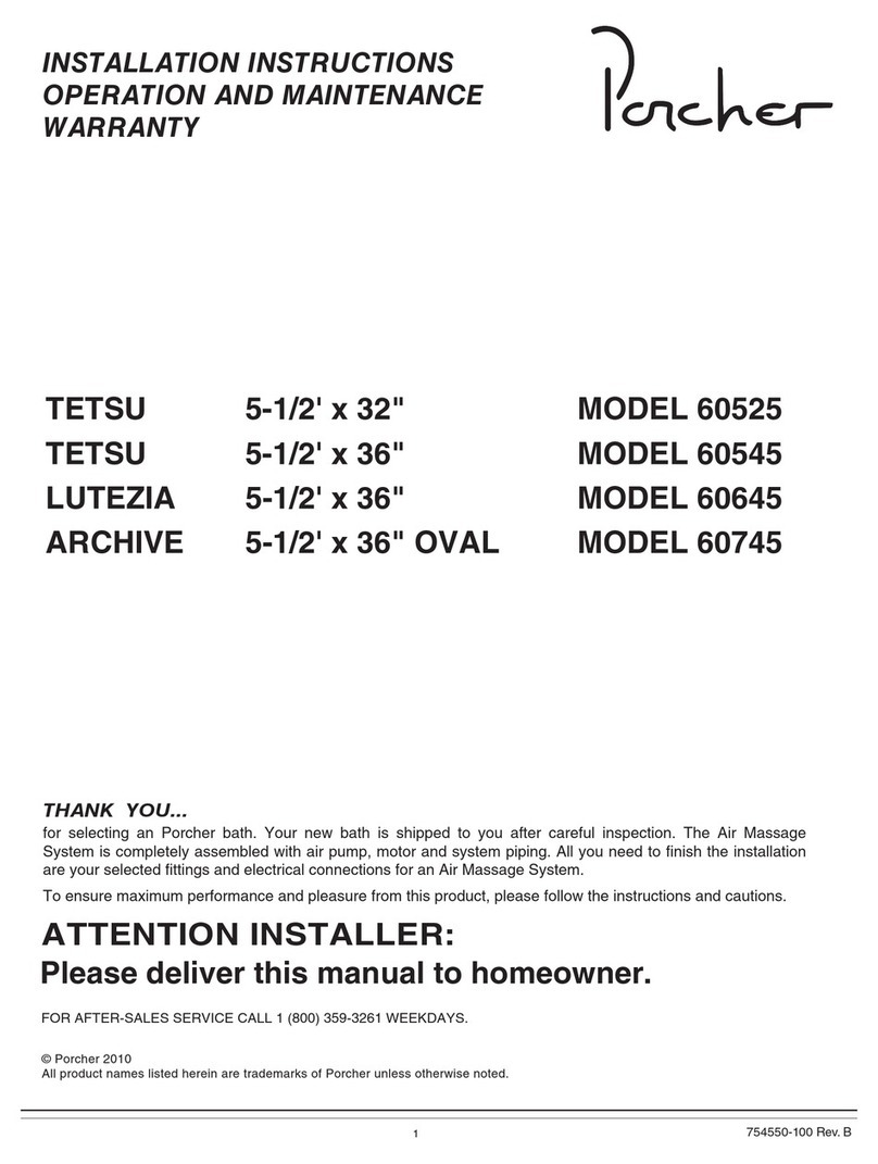Porcher TETSU 60525 Installation instructions & operation guide