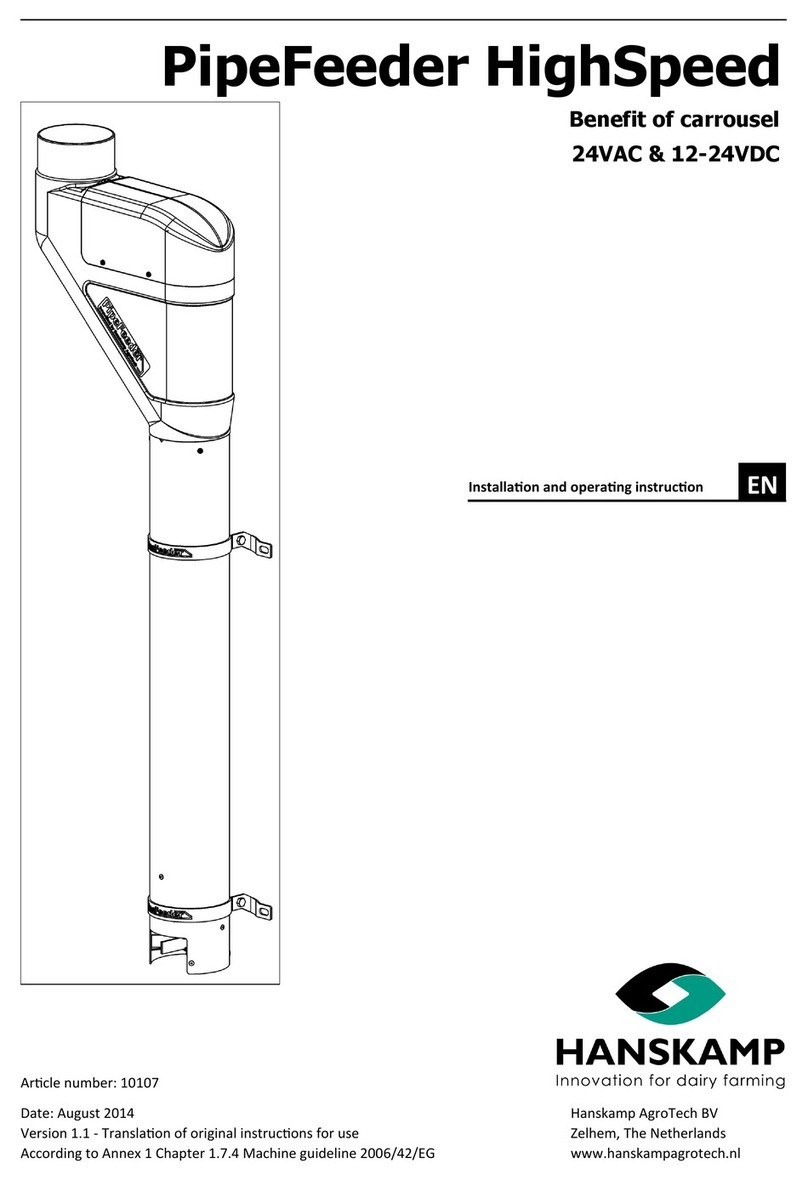 Hanskamp PipeFeeder HighSpeed Installation and operating instruction