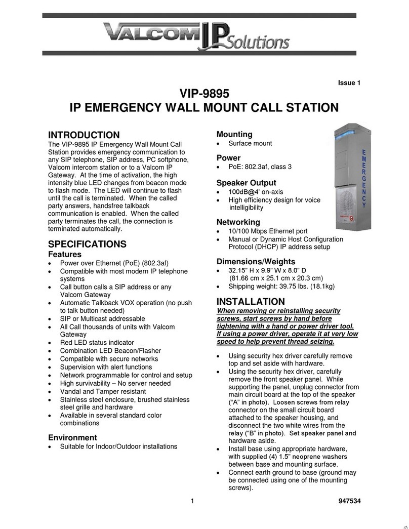 Valcom VIP-9895 quick start guide