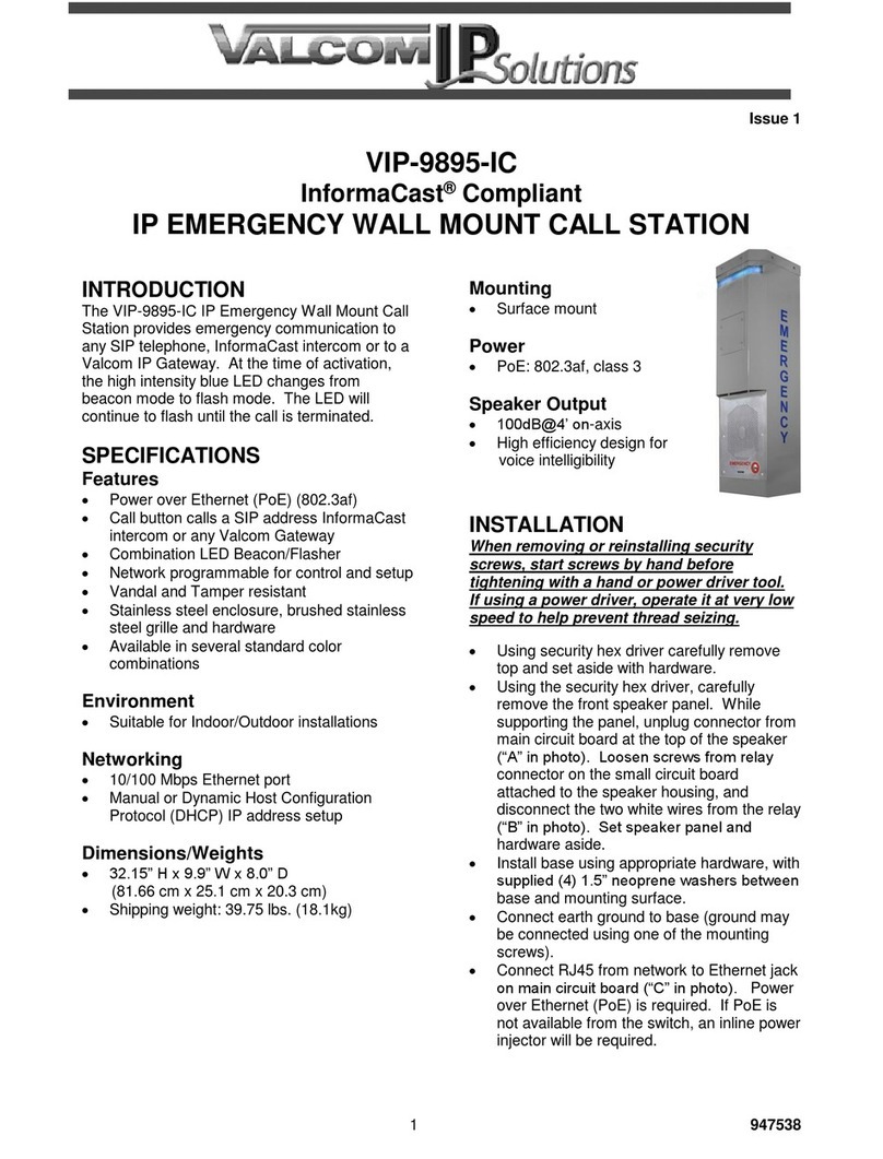 Valcom VIP-9895-IC quick start guide