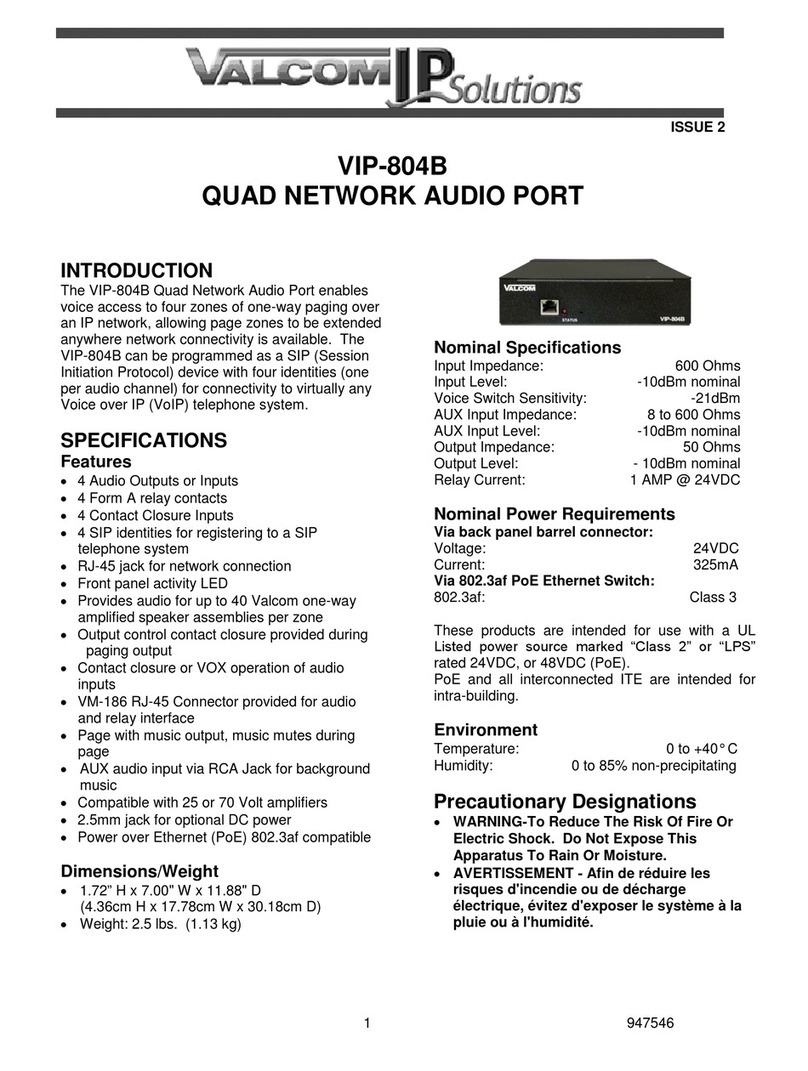 Valcom VIP-804B quick start guide