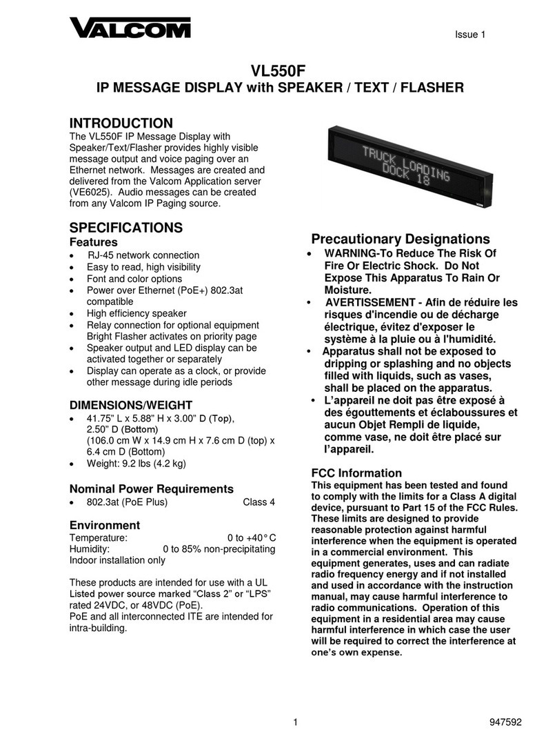 Valcom VL550F User manual