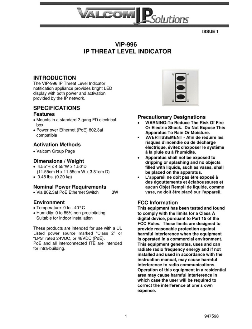 Valcom VIP-996 quick start guide