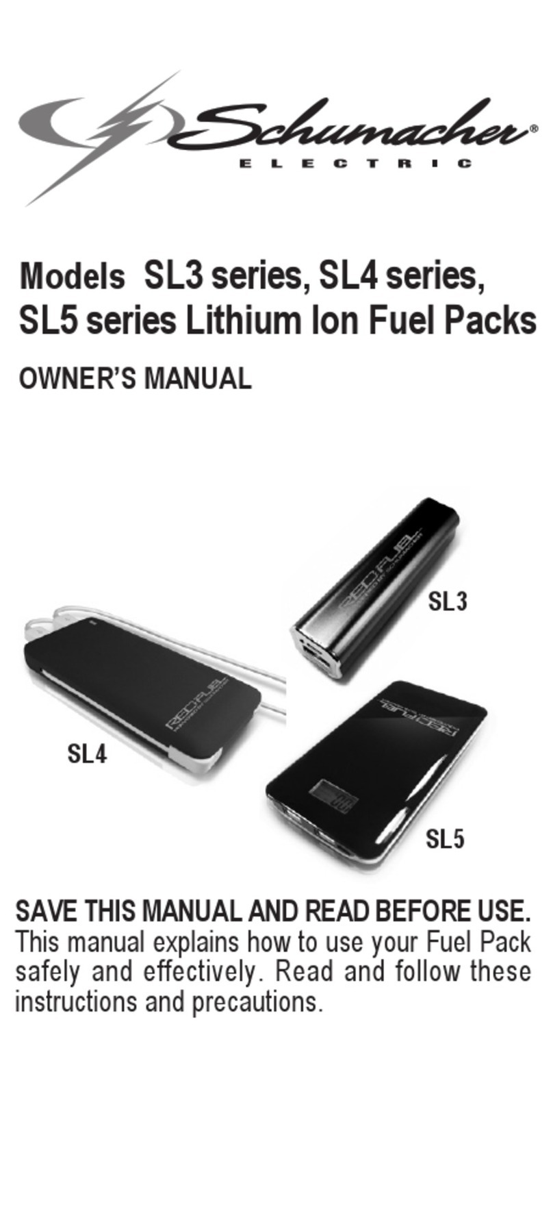 Schumacher Electric SL3 Series owner's manual