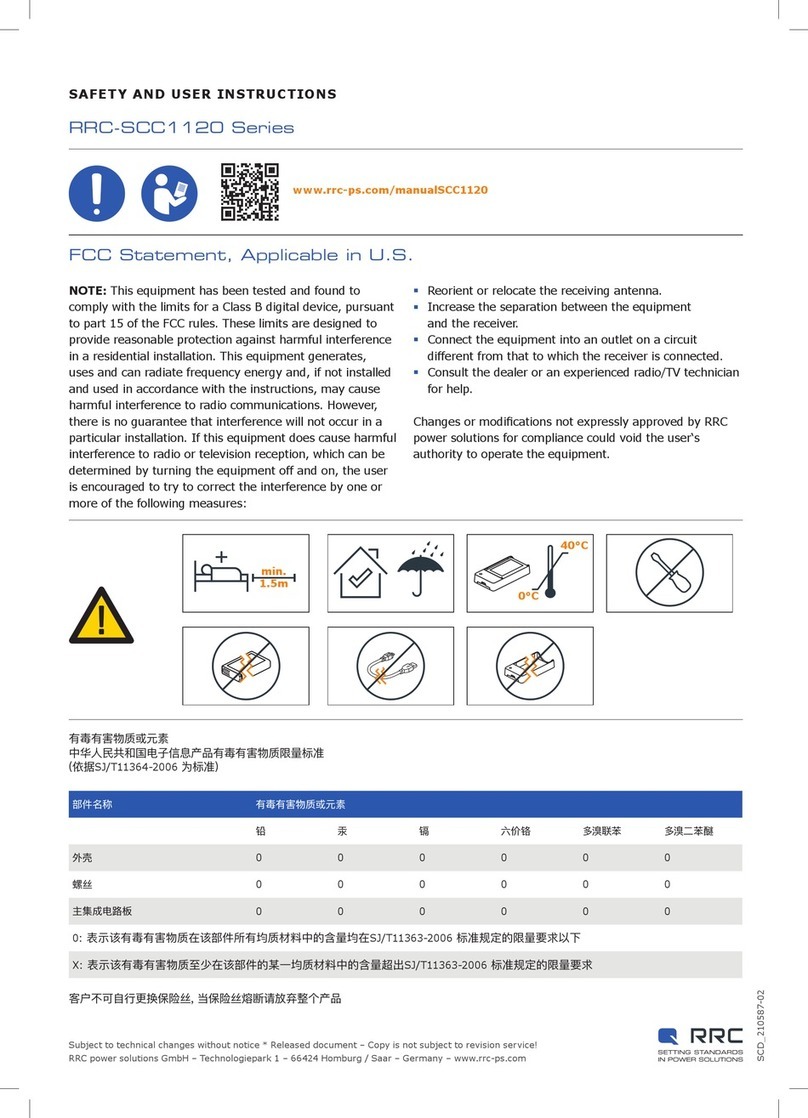 RRC RRC-SCC1120 Series Safety and User Instructions