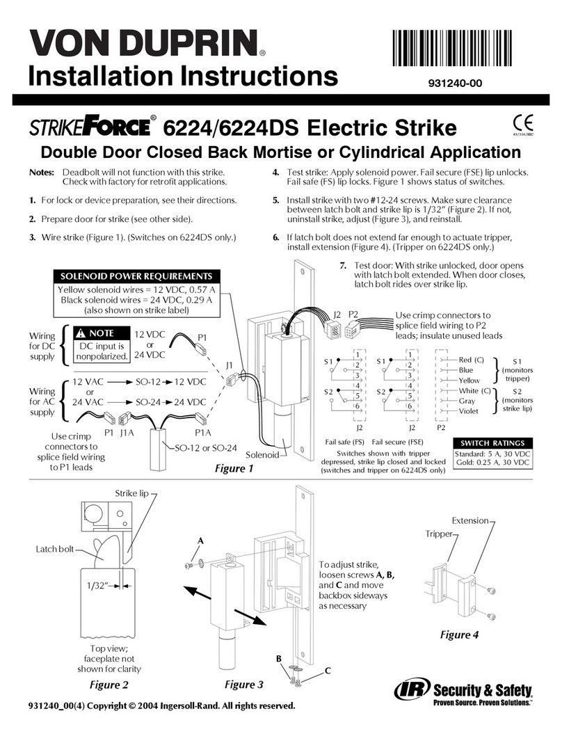 Von Duprin StrikeForce 6224 installation instructions