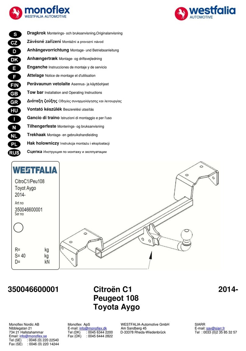 Westfalia monoflex 350046600001 Installation and operating instructions Westfalia monoflex 350046600001 Installation and operating instructions
