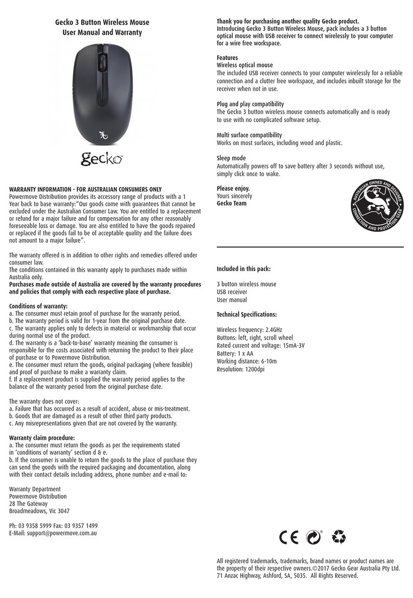 Gecko GG110008 User manual and warranty