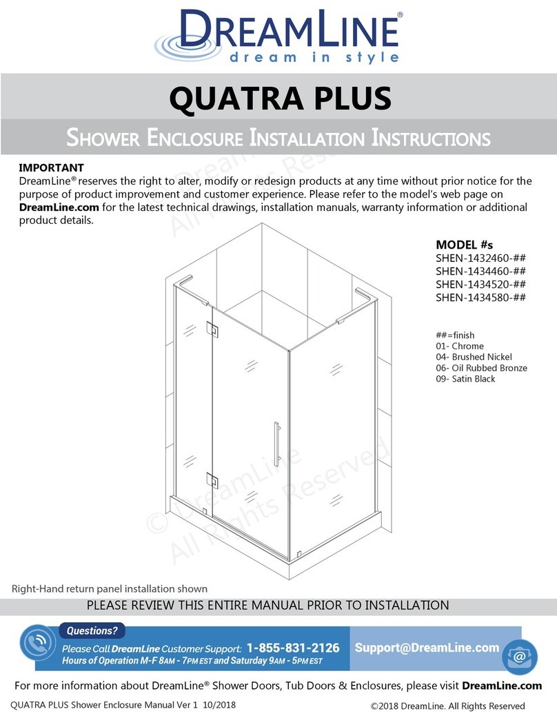 Dreamline QUATRA PLUS Series installation instructions