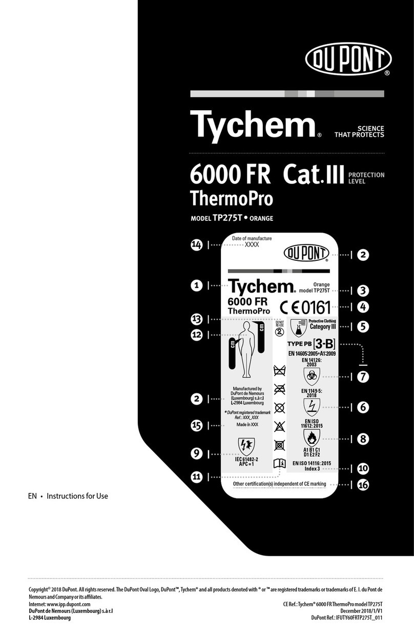 Du Pont Tychem 6000 FR Cat.III ThermoPro TP275T Instructions for use Du Pont Tychem 6000 FR Cat.III ThermoPro TP275T Instructions for use