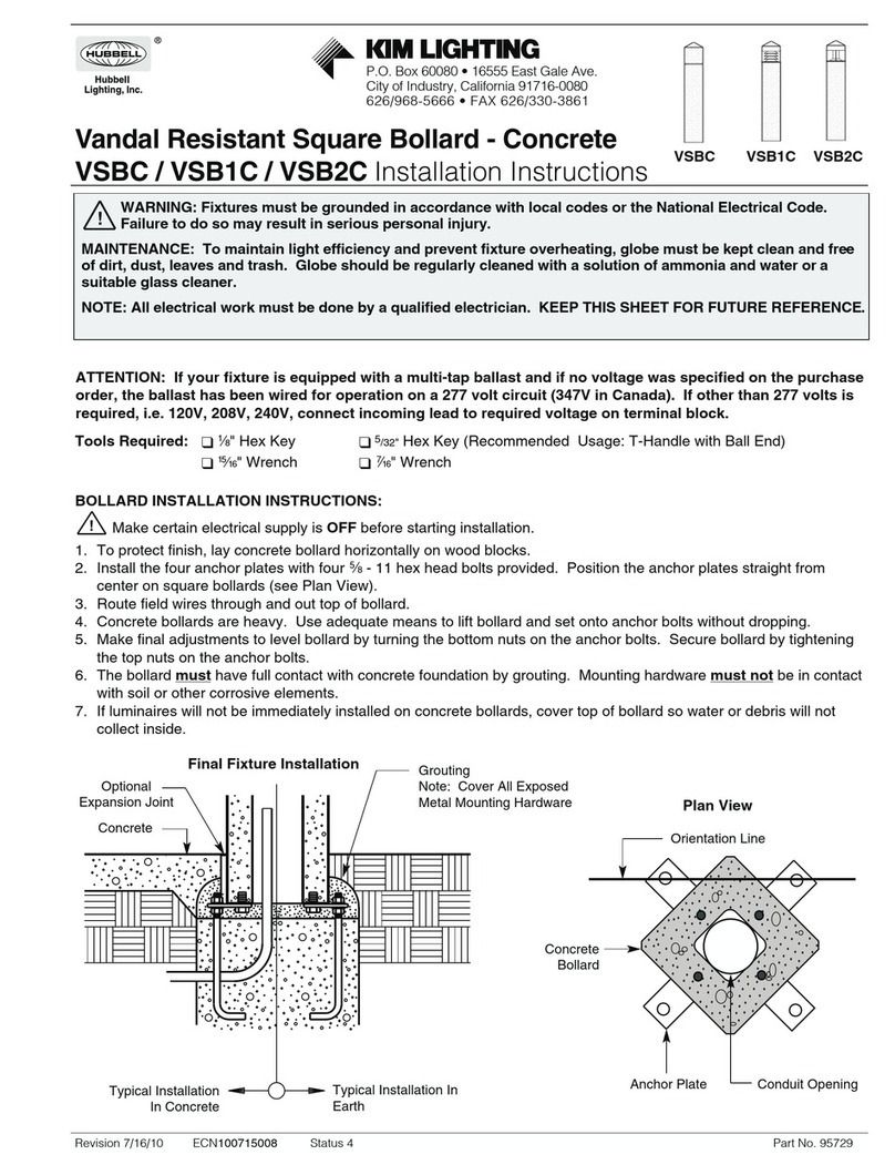 Hubbell KIM LIGHTING VSBC installation instructions
