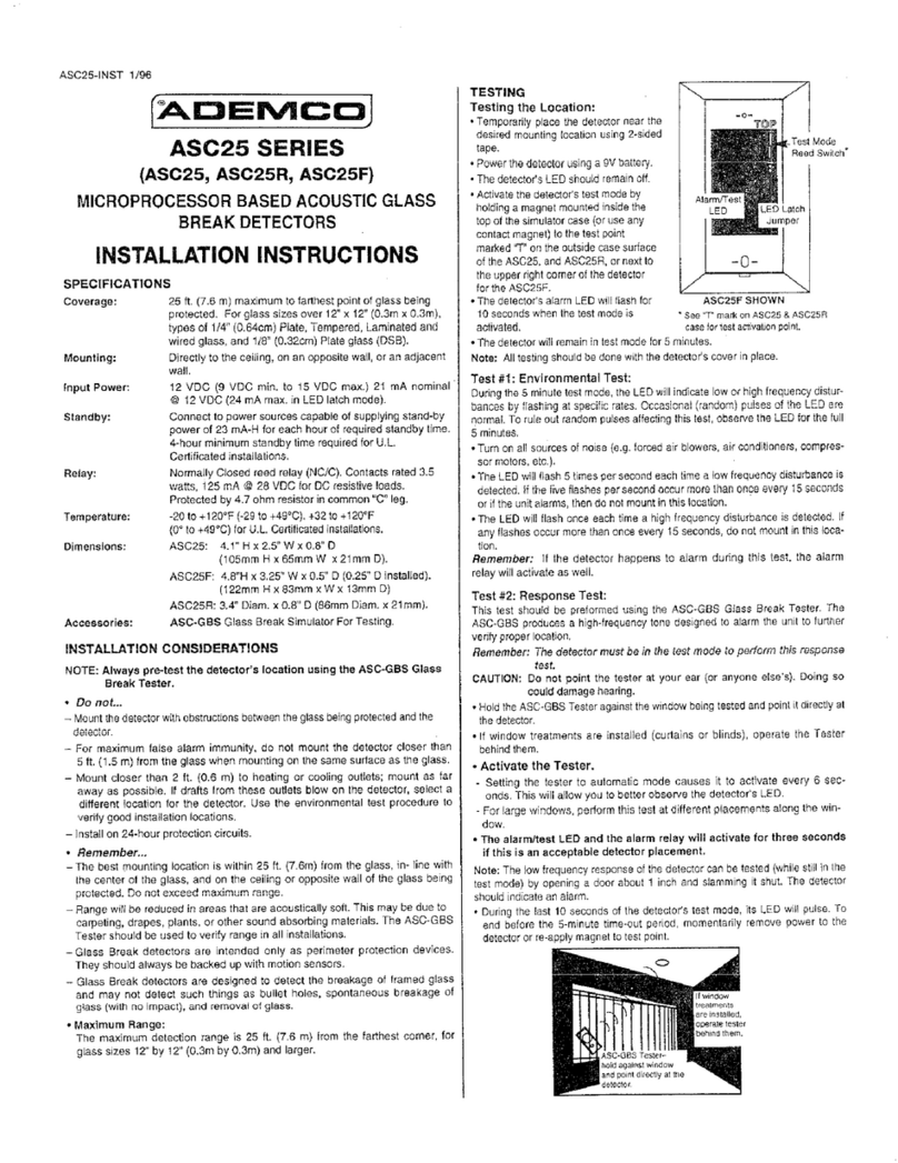 ADEMCO ASC25 Series installation instructions