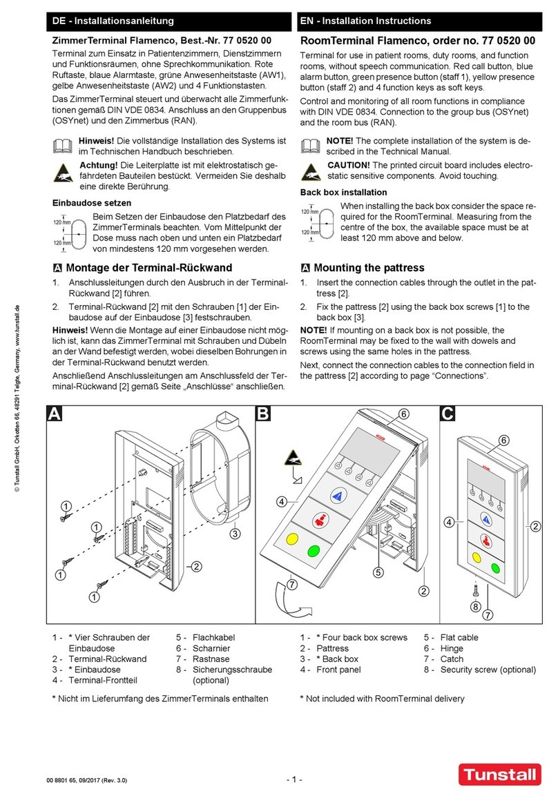 Tunstall Flamenco 77 0520 00 installation instructions