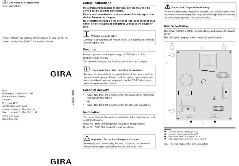 Gira Plus 5981 00 Short instructions