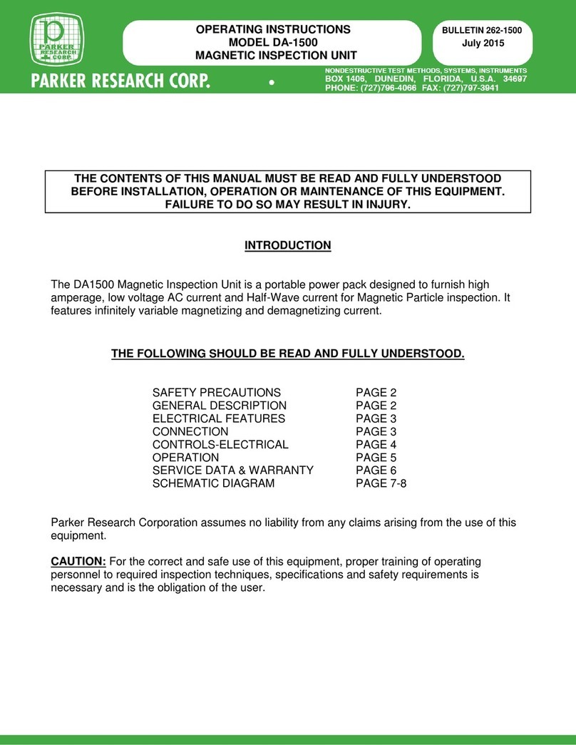 Parker Research Corp DA-1500 operating instructions