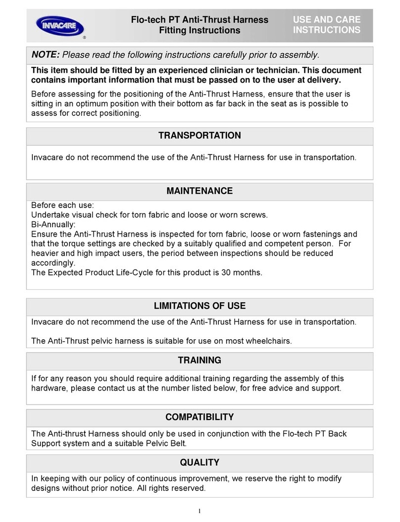Invacare Flo-tech PT Anti-Thrust Harness Fitting instructions Invacare Flo-tech PT Anti-Thrust Harness Fitting instructions