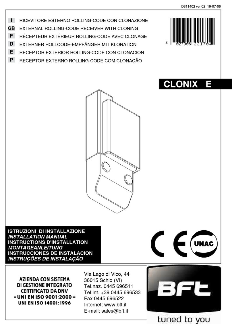 BFT CLONIX E Series installation manual