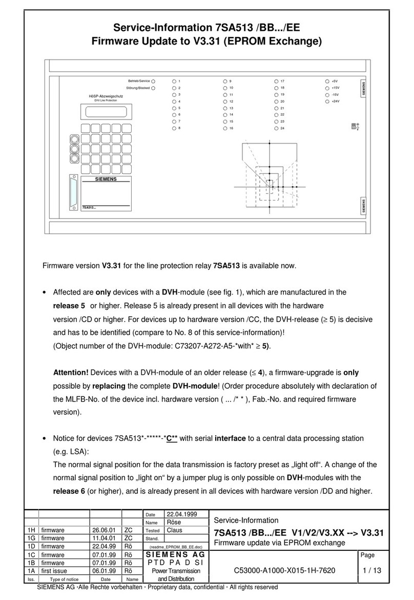 Siemens 7SA513BB Series Operating and installation instructions