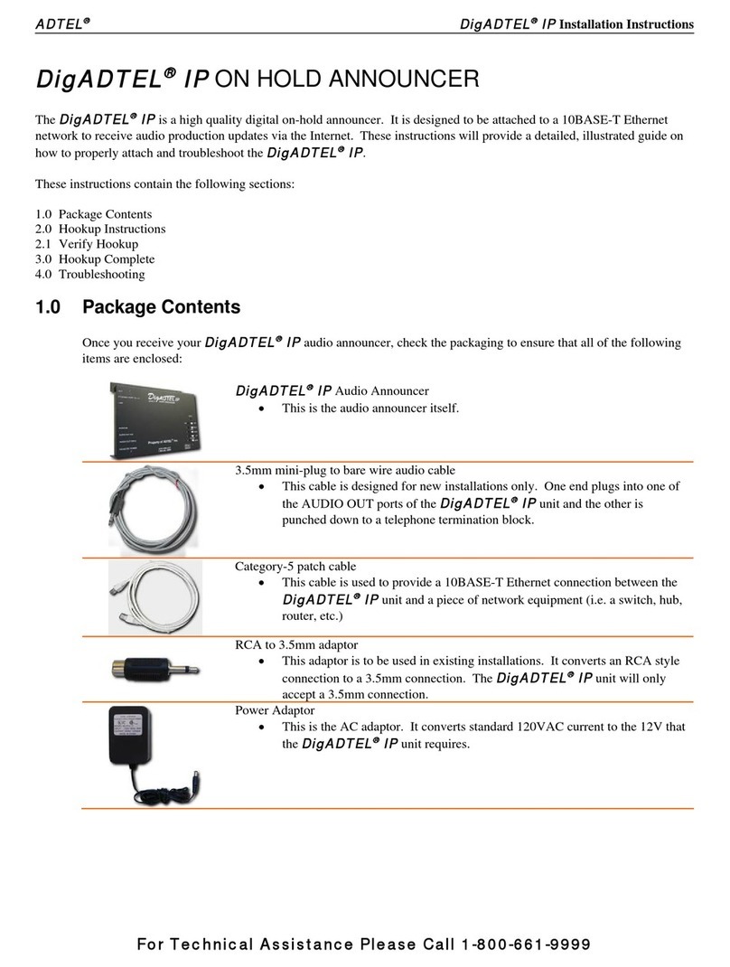Adtel DigADTEL IP installation instructions