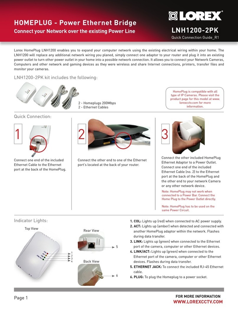 Lorex HomePlug LNH1200-2PK Quick connection guide