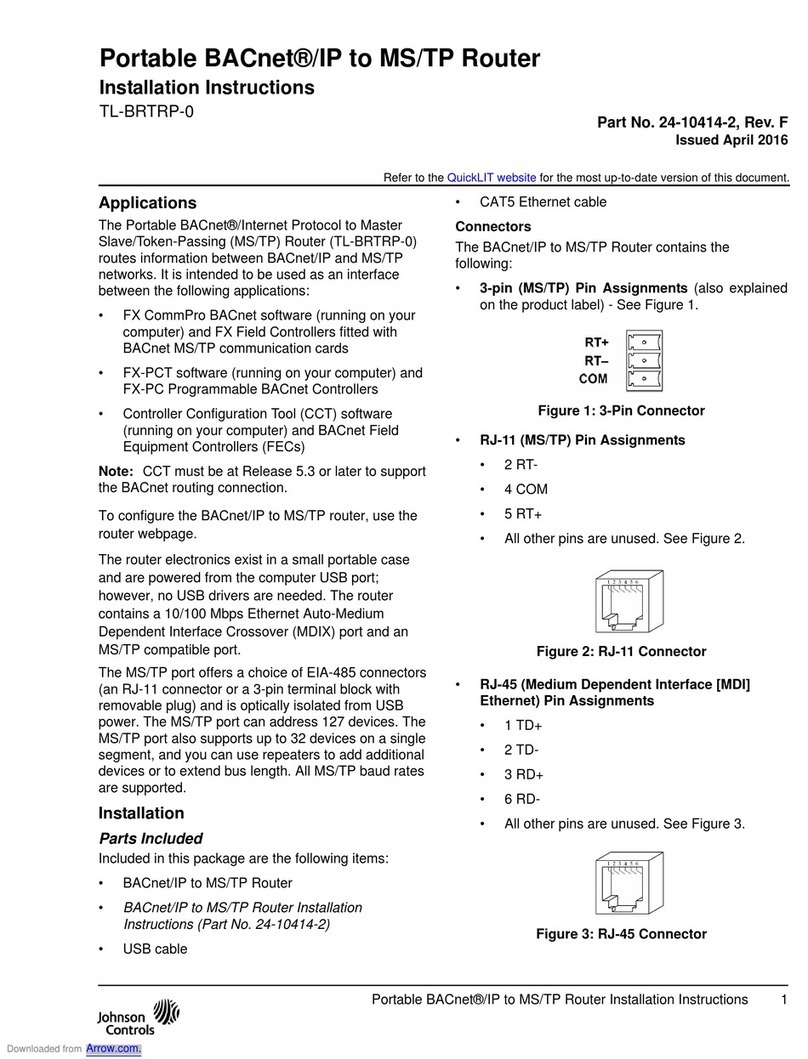 Johnson Controls TL-BRTRP-0 installation instructions