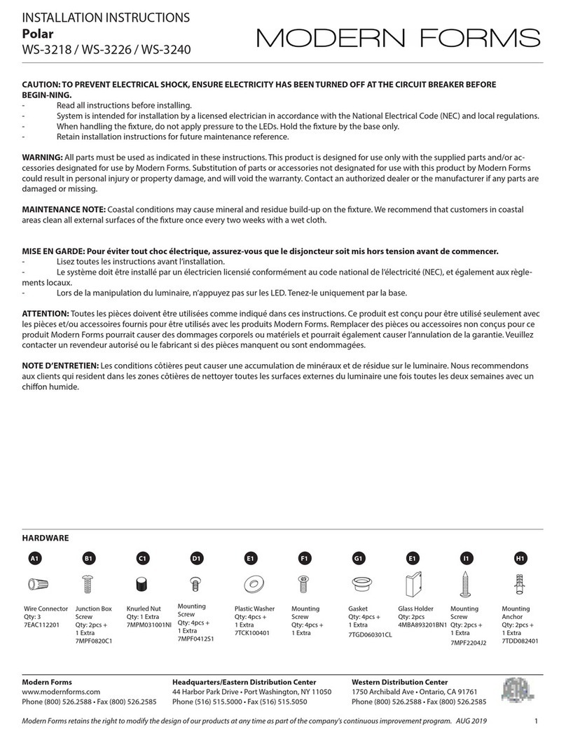 Modern Forms Polar Series installation instructions