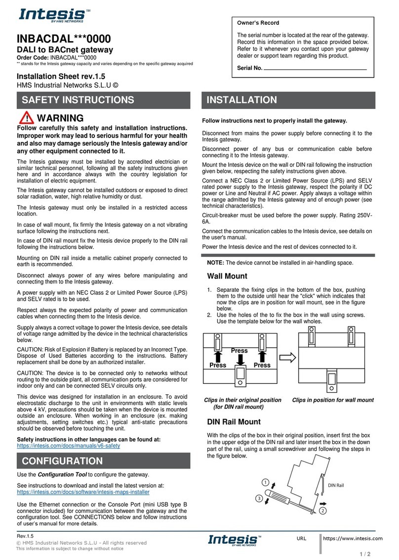 Intesis INBACDAL 0000 Series Assembly instructions