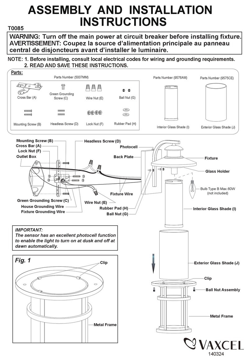 Vaxcel T0085 Assembly and installation instructions