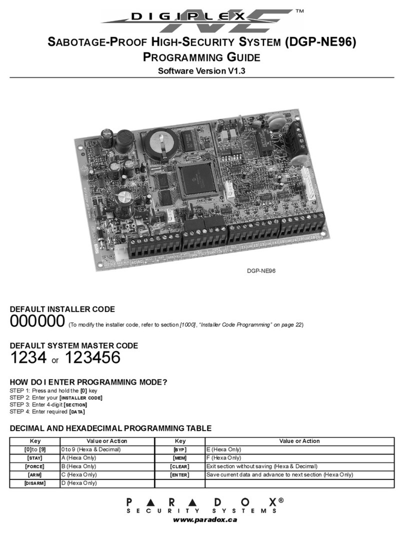 Paradox Digiplex NE DGP-NE96 Programming guide
