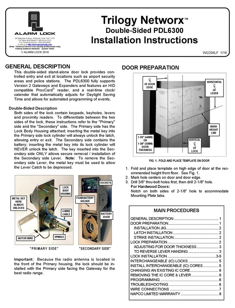 Alarm Lock Trilogy Networx Double-Sided PDL6300 User manual