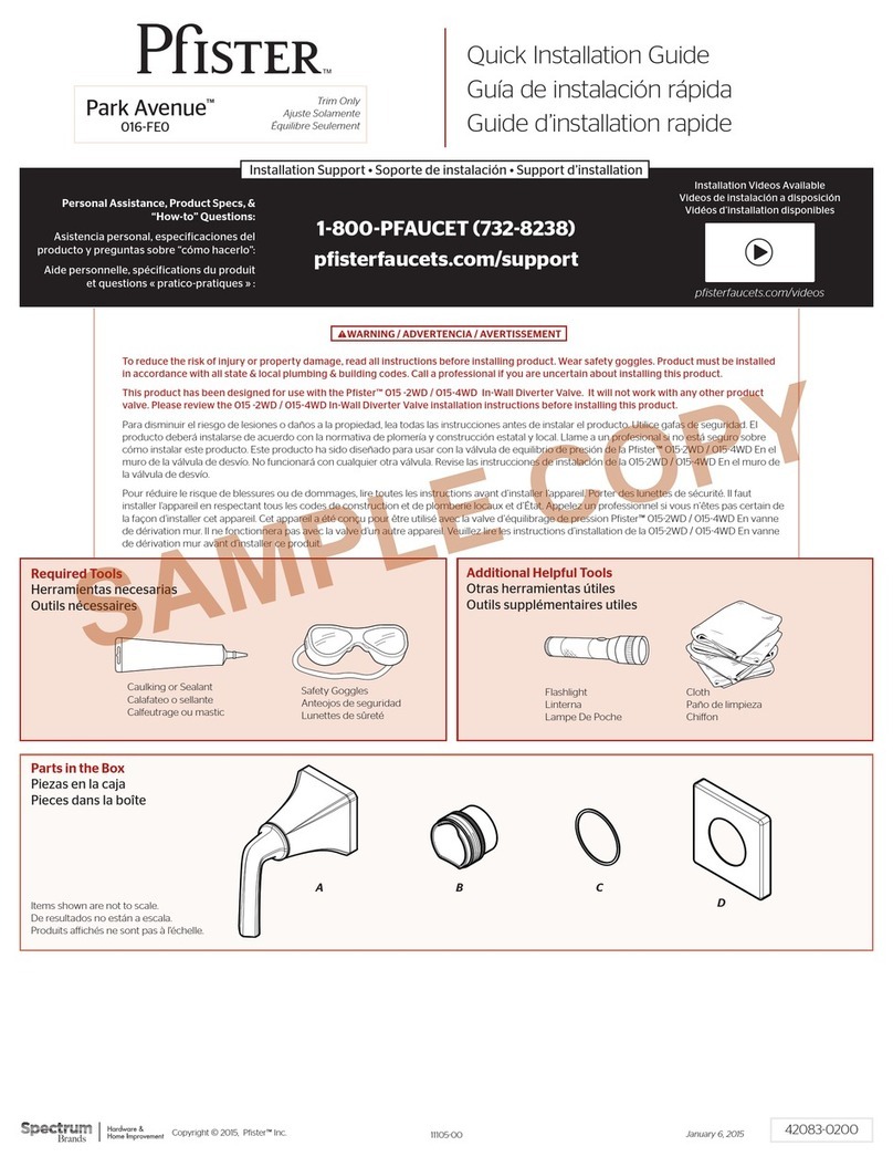 Pfister Park Avenue 016-FE0 Quick installation guide