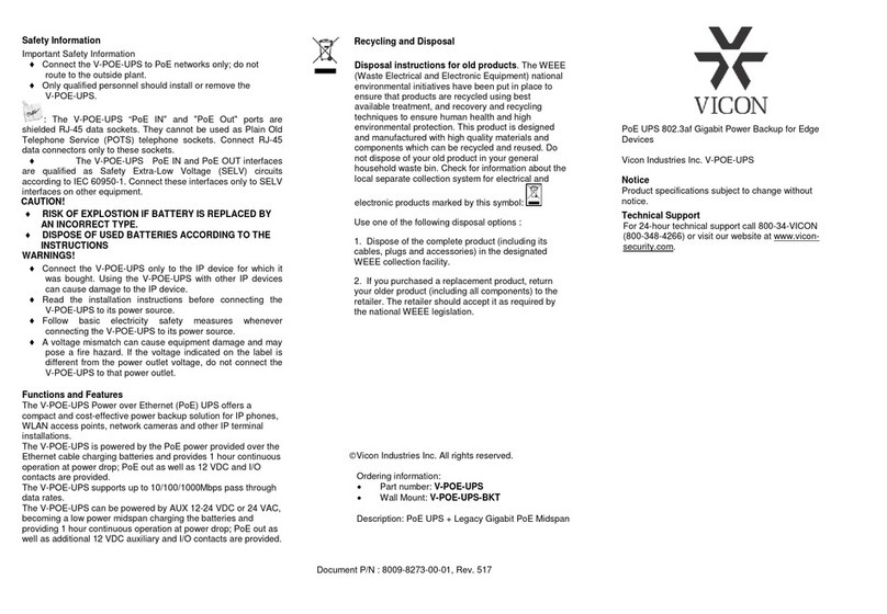 Vicon V-POE-UPS manual