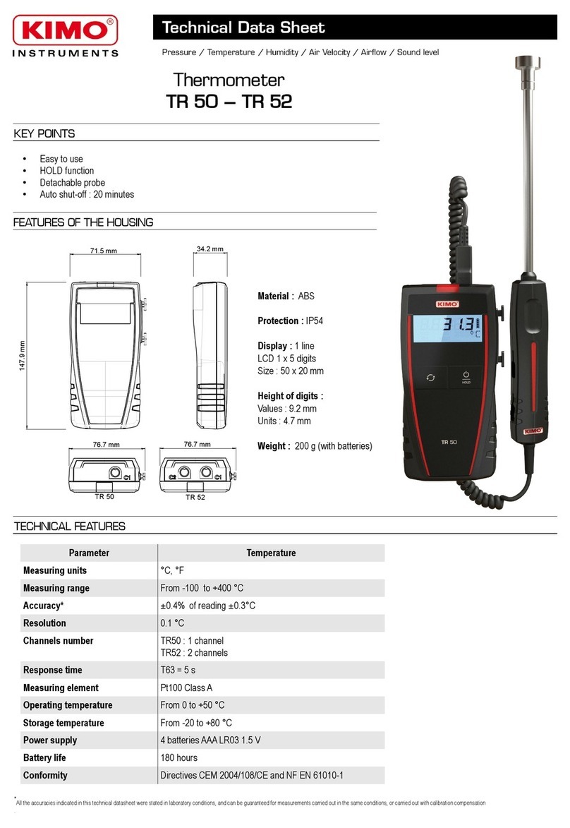 Kimo TR 50 Technical data sheet