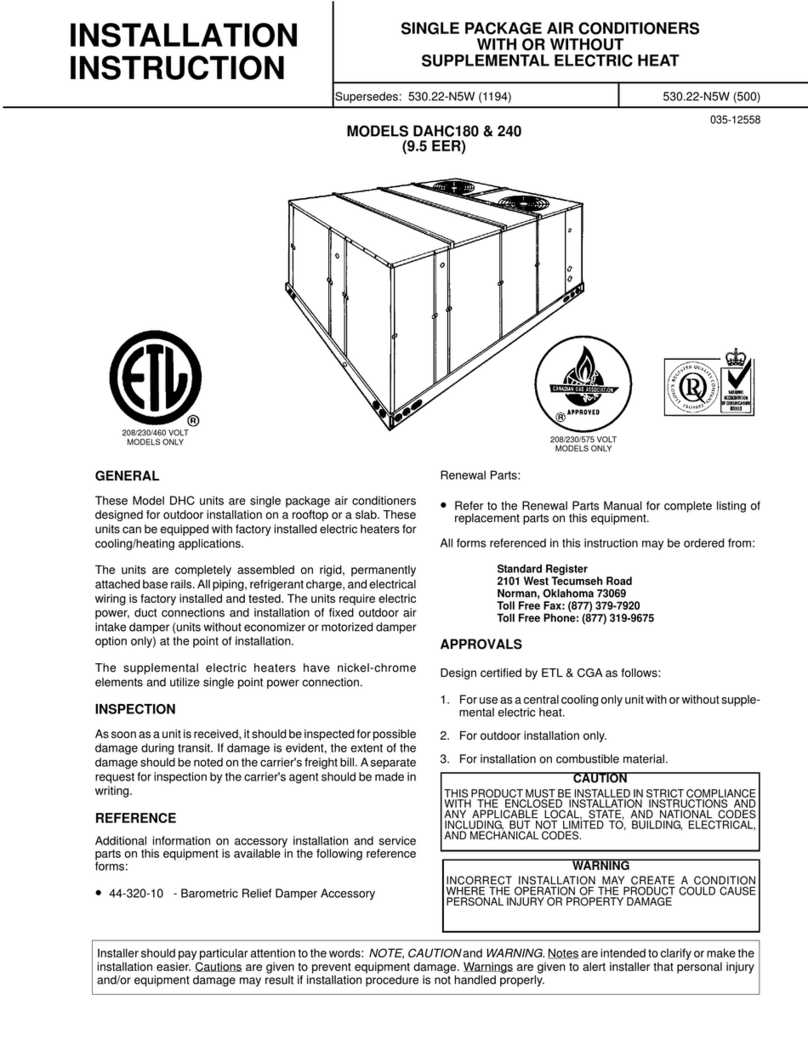 Unitary products group DAHC180 Installation instruction Unitary products group DAHC180 Installation instruction
