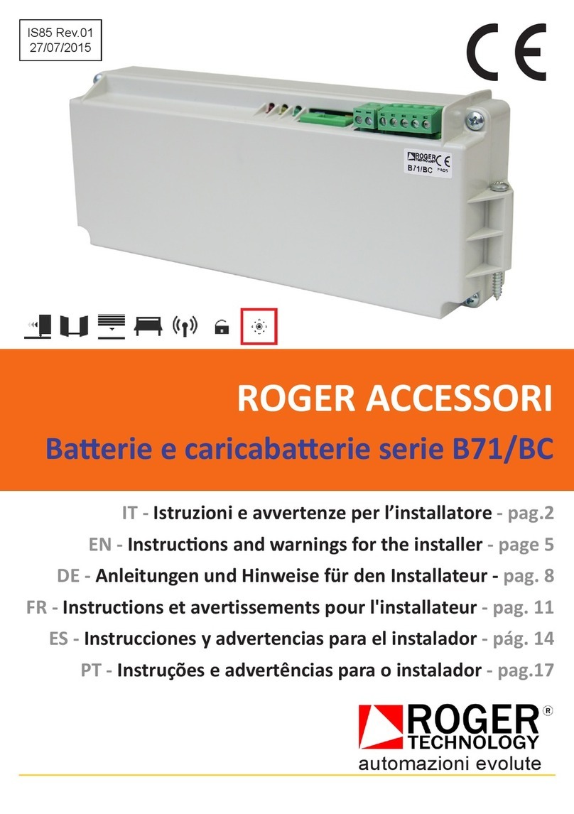 Roger B71/BC Series Instruction and warnings for the installer