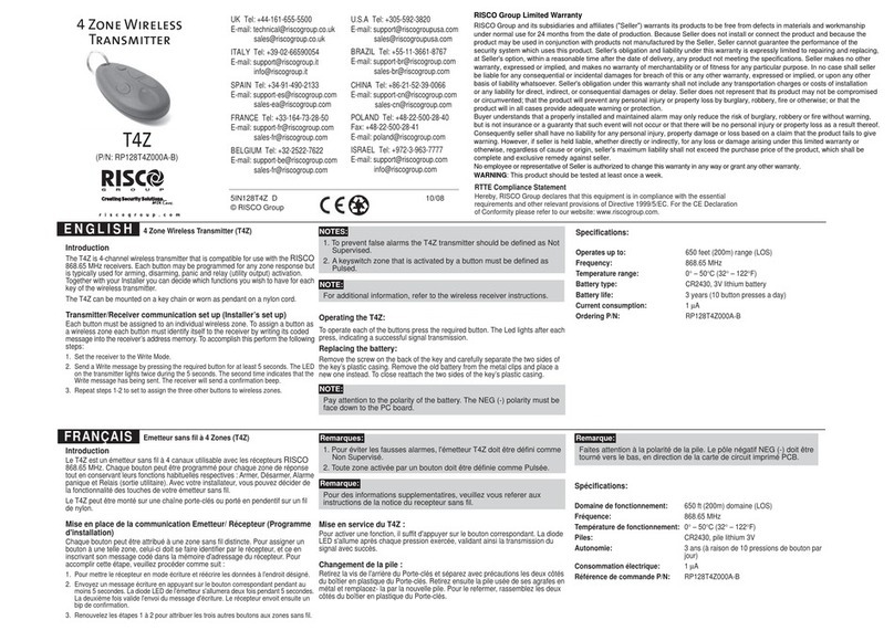 Risco T4Z quick start guide