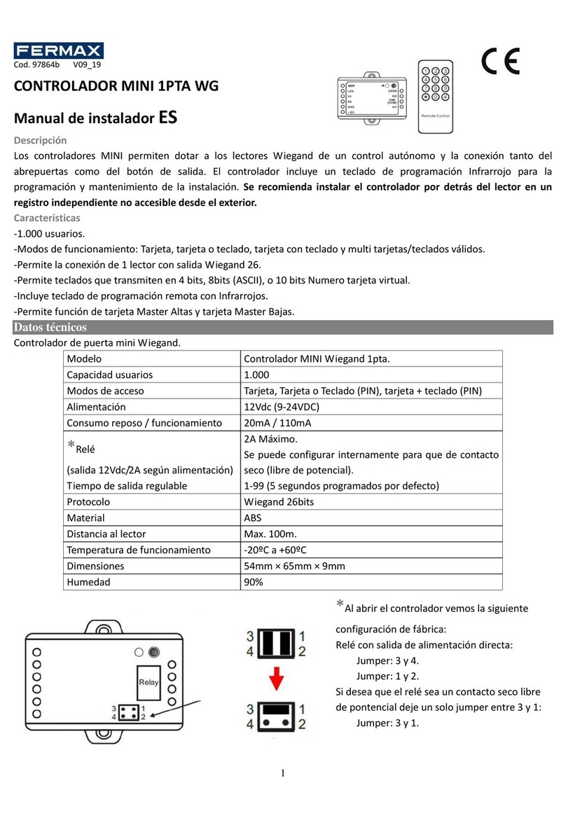 Fermax STAND-ALONE CONTROLLER 1 DOOR WG Installer manual