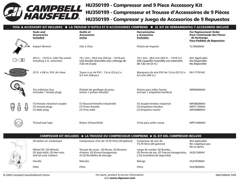 Campbell Hausfeld HU350199 quick start guide