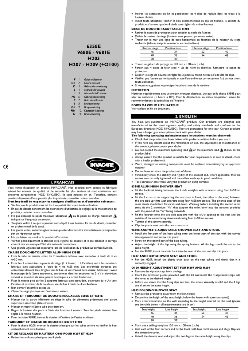 Invacare 6358E User manual
