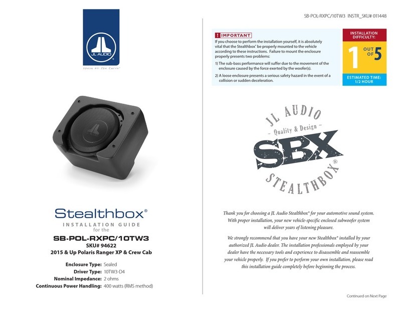 JL Audio Stealthbox SB-POL-RXPC/10TW3 User manual
