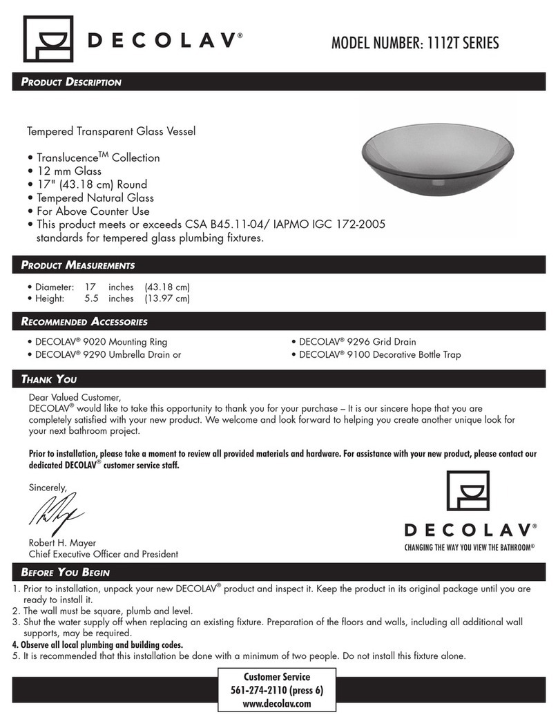 Decolav 1112T Series Product description Decolav 1112T Series Product description