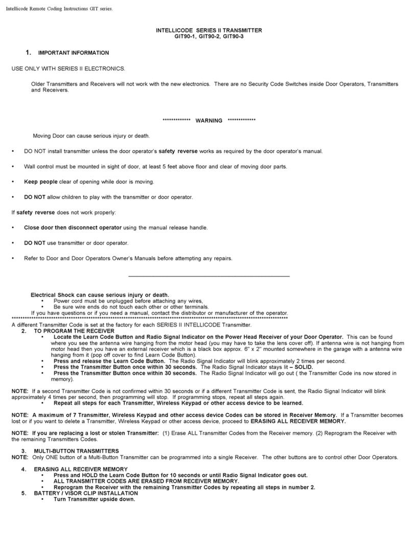 Genie INTELLICODE II GIT Series User manual