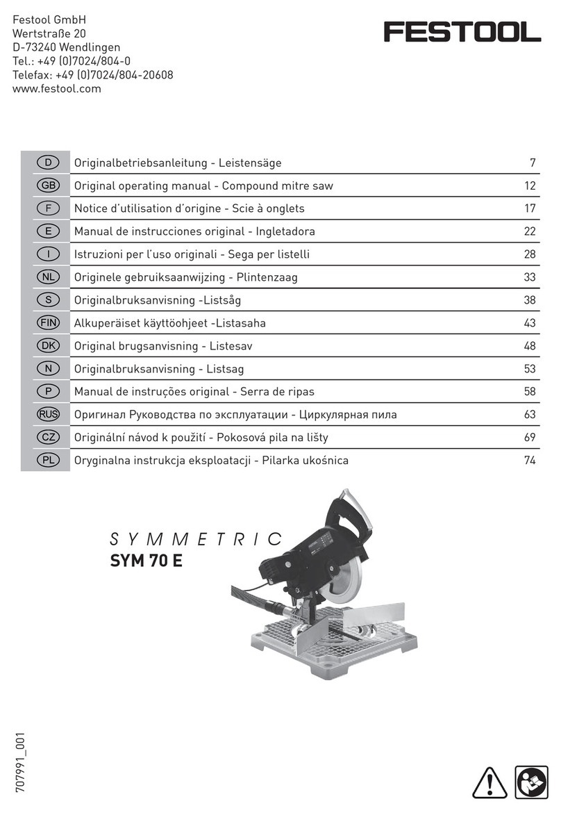 Festool Symmetric SYM 70 E Installation instructions