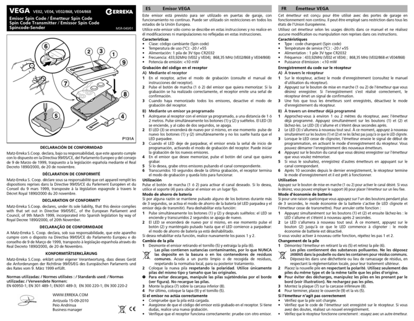 Erreka VEGA VE02 quick start guide