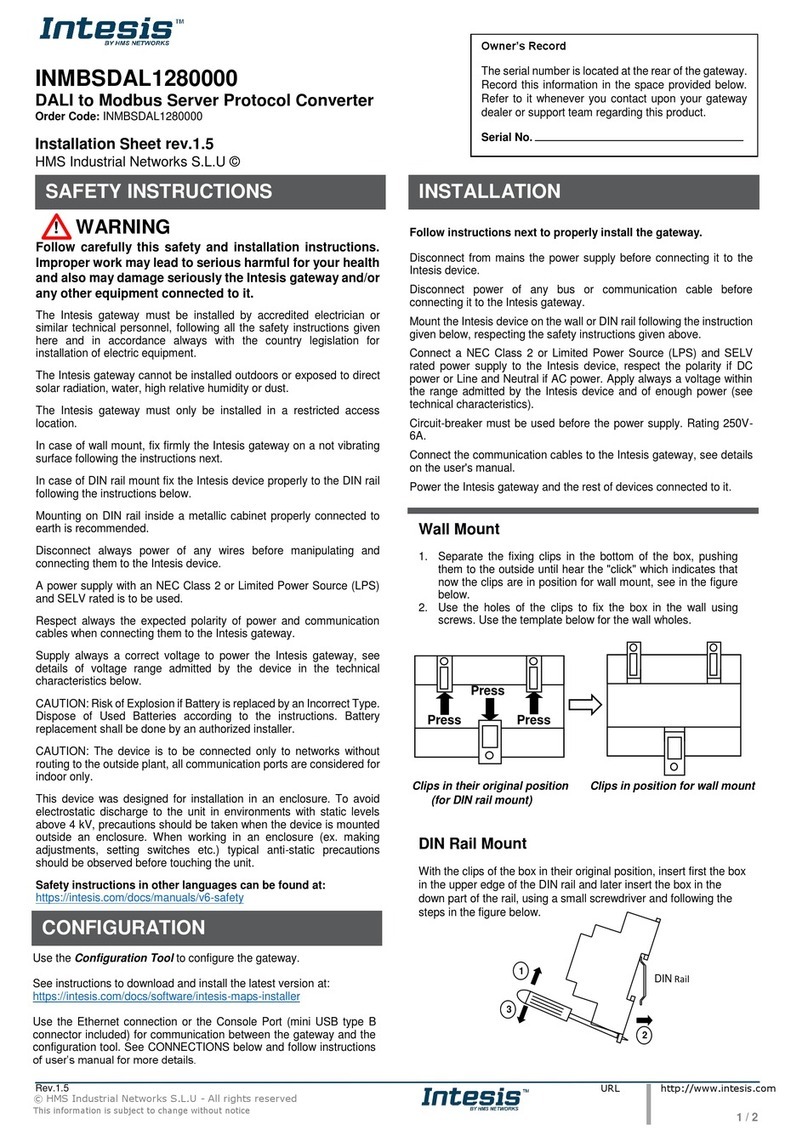 Intesis INMBSDAL1280000 Installation sheet