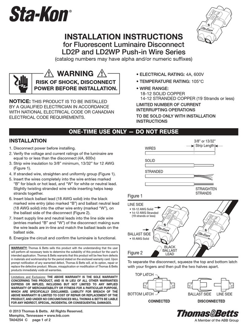 Thomas&Betts Sta-Kon LD2P Push-in Wire Series User manual