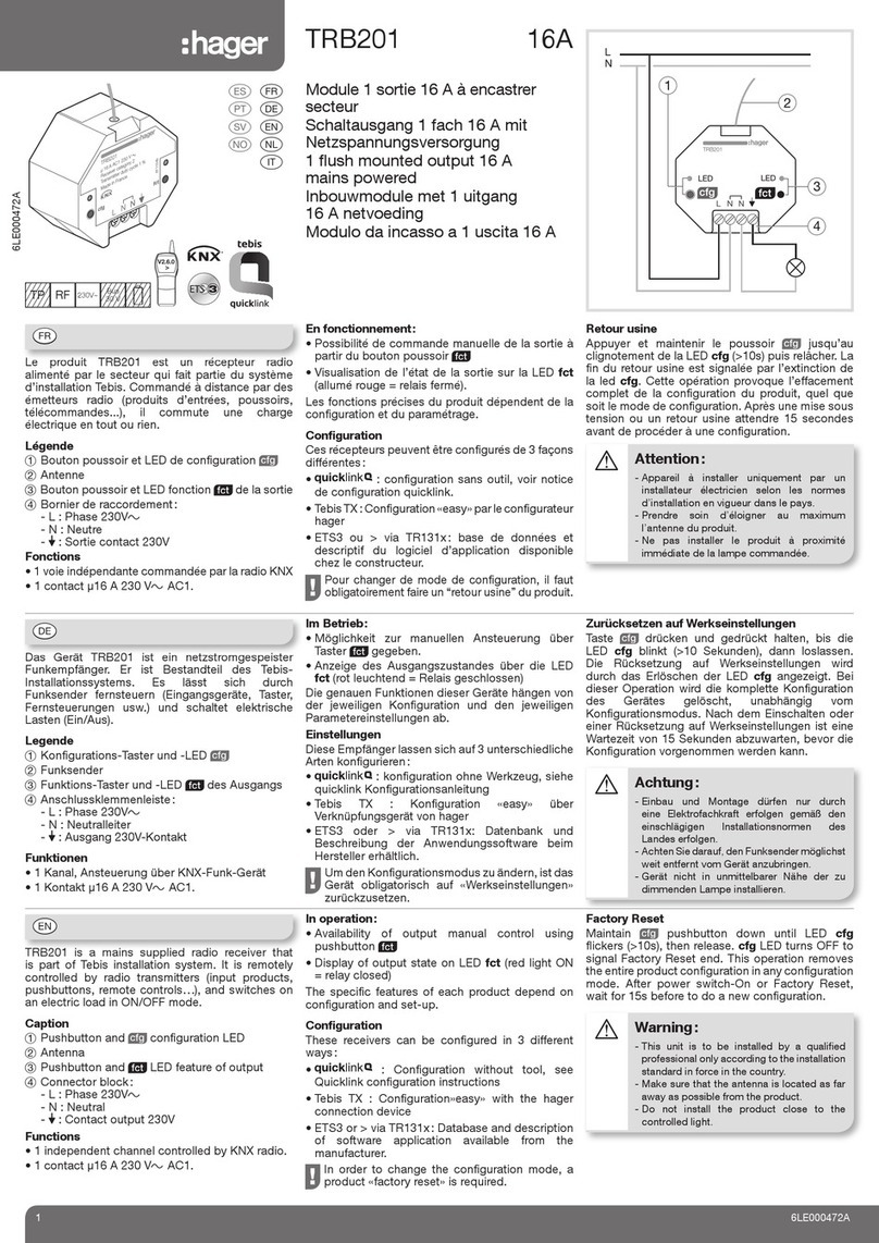 hager TRB201 quick start guide