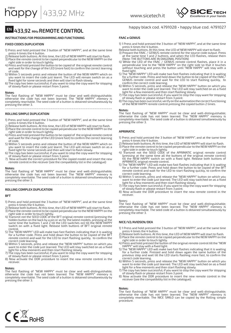 SICE Tech Happy Instructions for Programming and Functioning