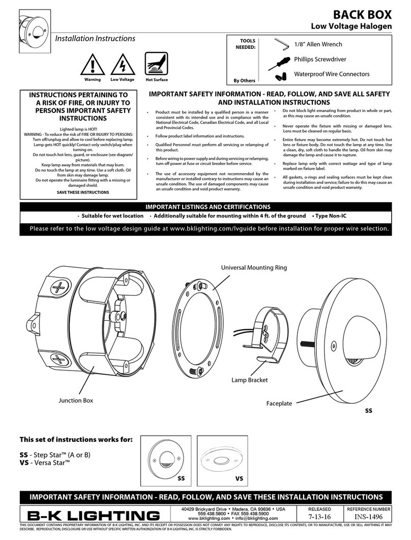 B-K lighting BACK BOX installation instructions