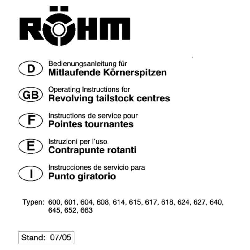 Rohm 600 User manual